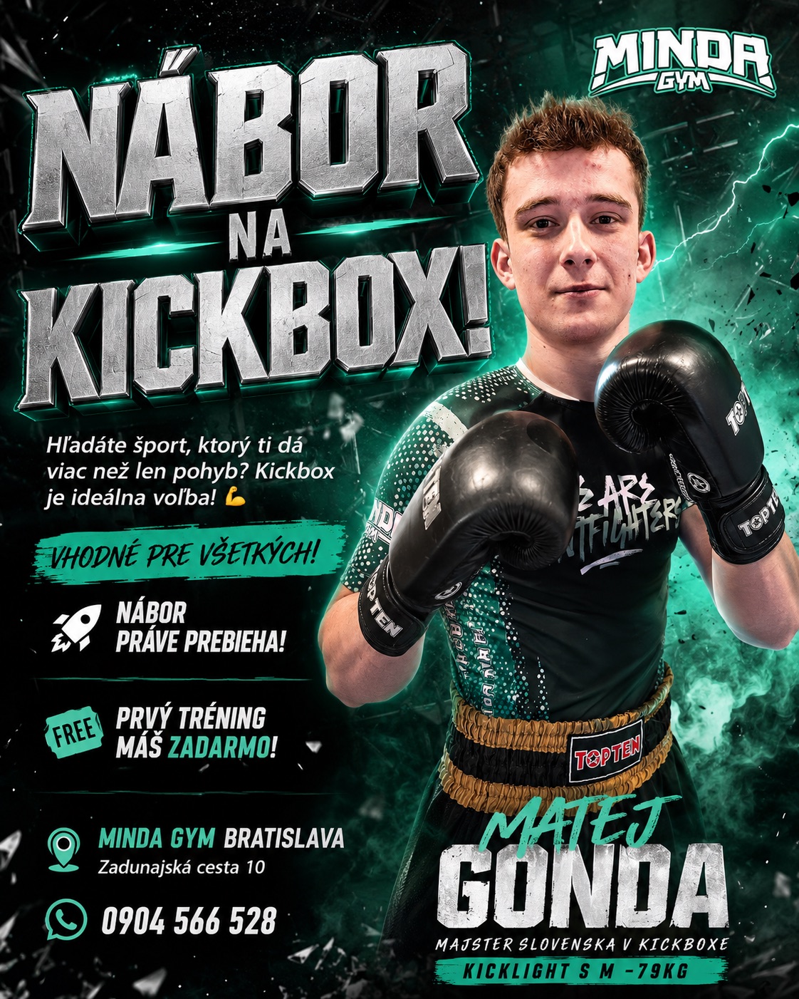 Nábor na kickbox v Minda Gym Bratislava