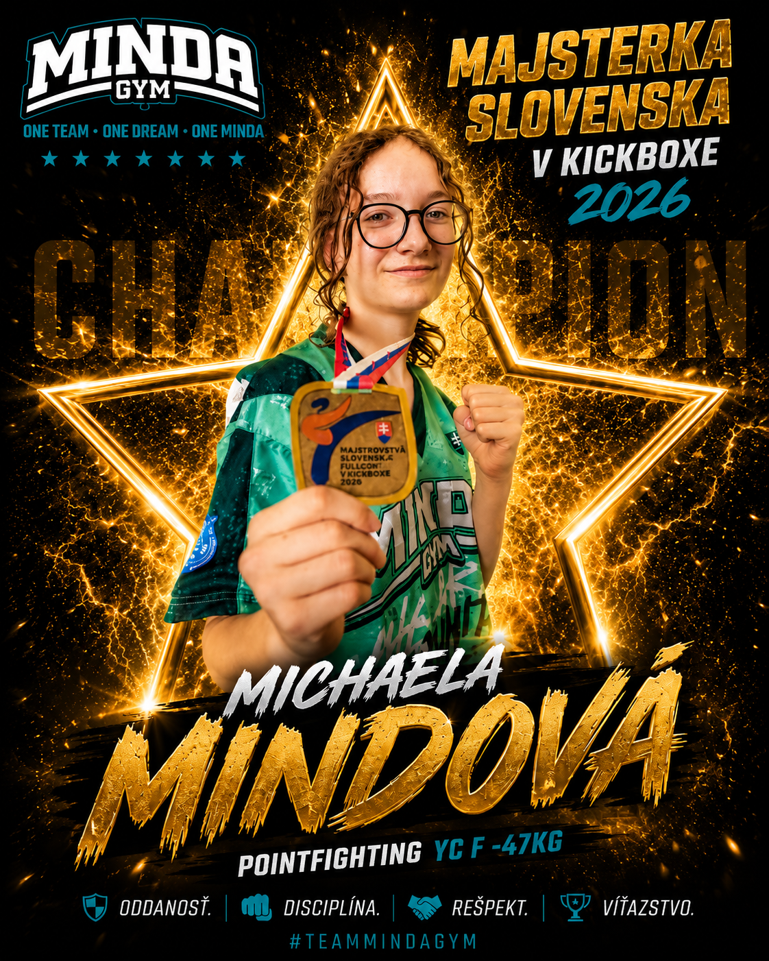 Michaela Mindová, majsterka Slovenska v kickboxe 2026